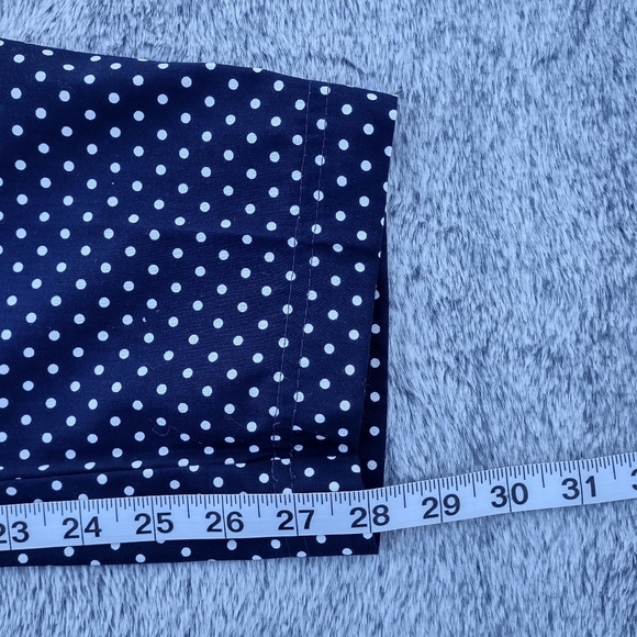 Knight's Ltd Polka Dot High Waisted Cotton Pants Blue & White Medium - Picture 10 of 12